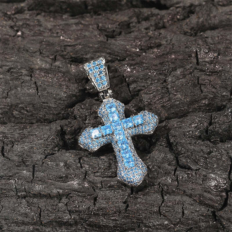 BLACKRISS™Iced Sky Blue Cross Pendant-Blackriss