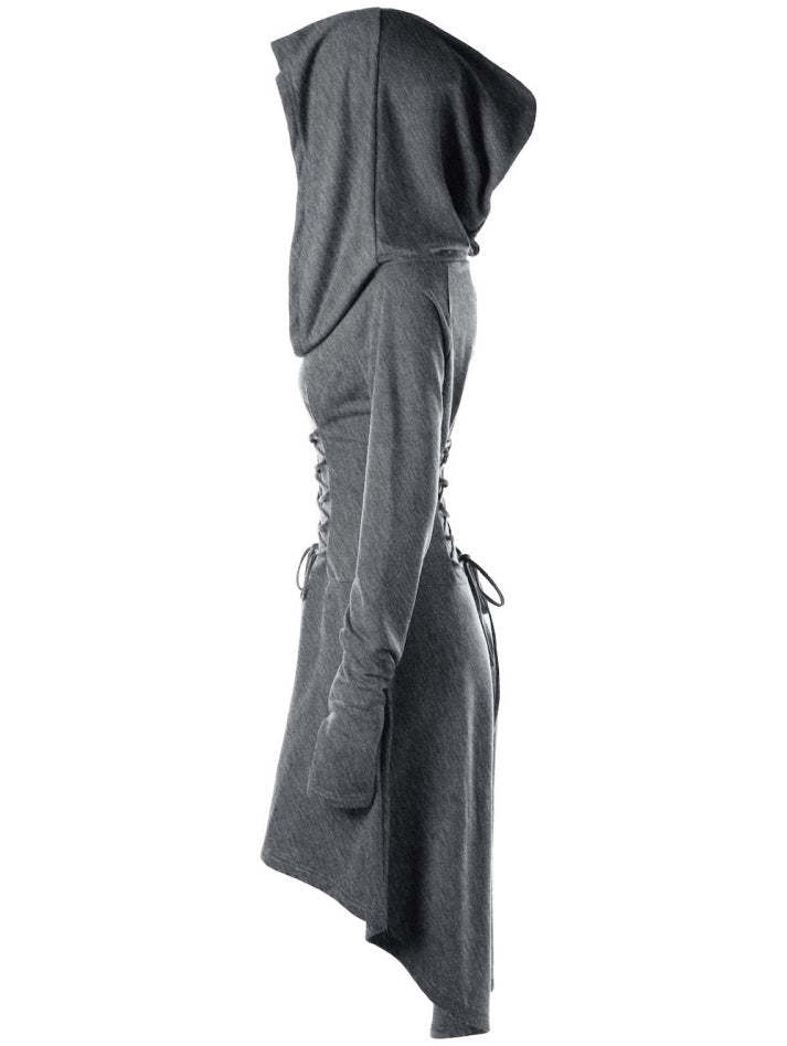 BLACKRISS™Gothic Punk Black Hooded Dresses for Women-Blackriss