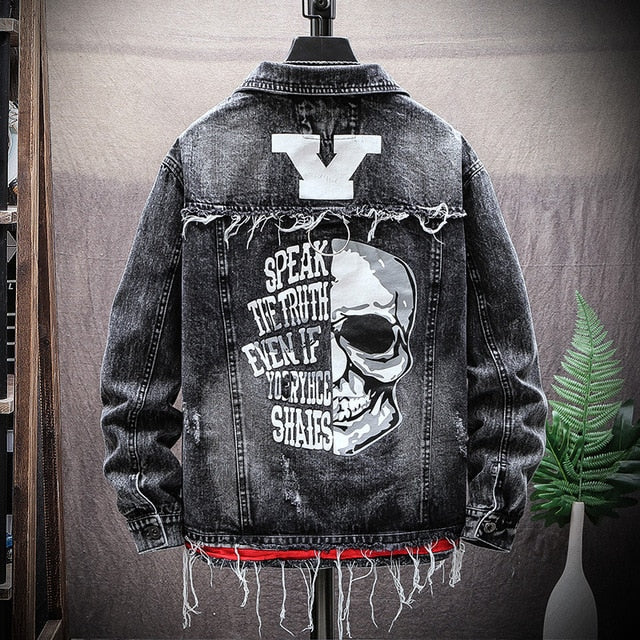 Blackriss™Men's Skull Denim Jacket-Blackriss