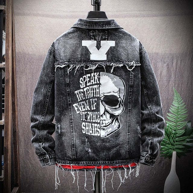 Blackriss™Men's Skull Denim Jacket-Blackriss