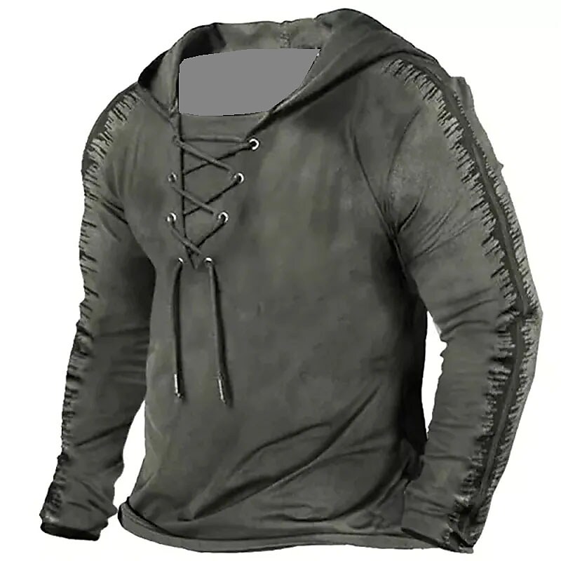 BLACKRISS™Men's Unisex Pullover Hoodie Sweatshirt Hooded Graphic Prints Lace up-Blackriss