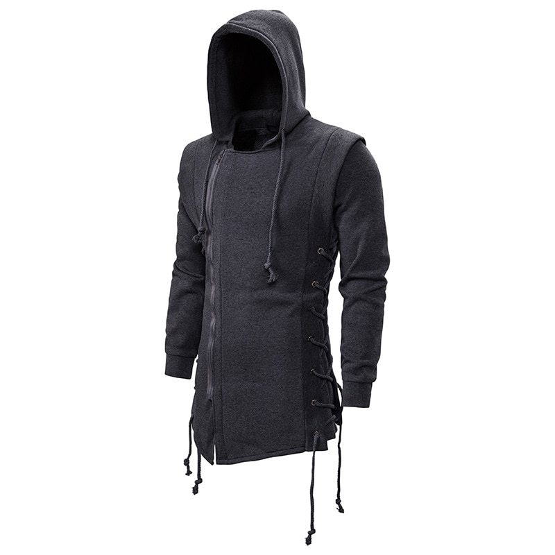 BLACKRISS™Dark Tie Hooded Loose Coat Zipper Hoodie-Blackriss