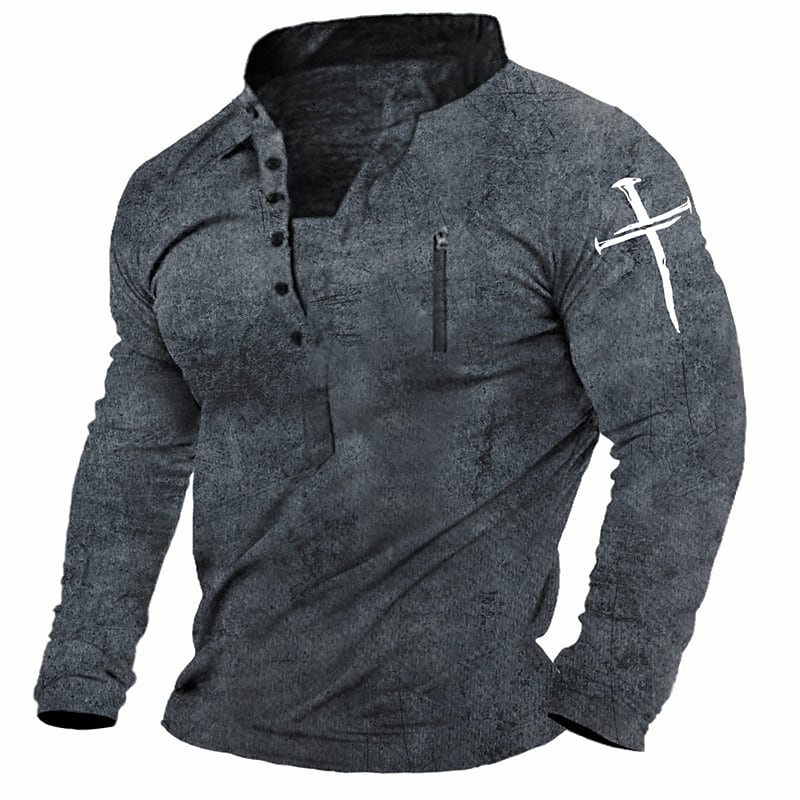 BLACKRISS™Men's Unisex Sweatshirt Pullover Graphic Prints Cross Zipper Print Cas-Blackriss