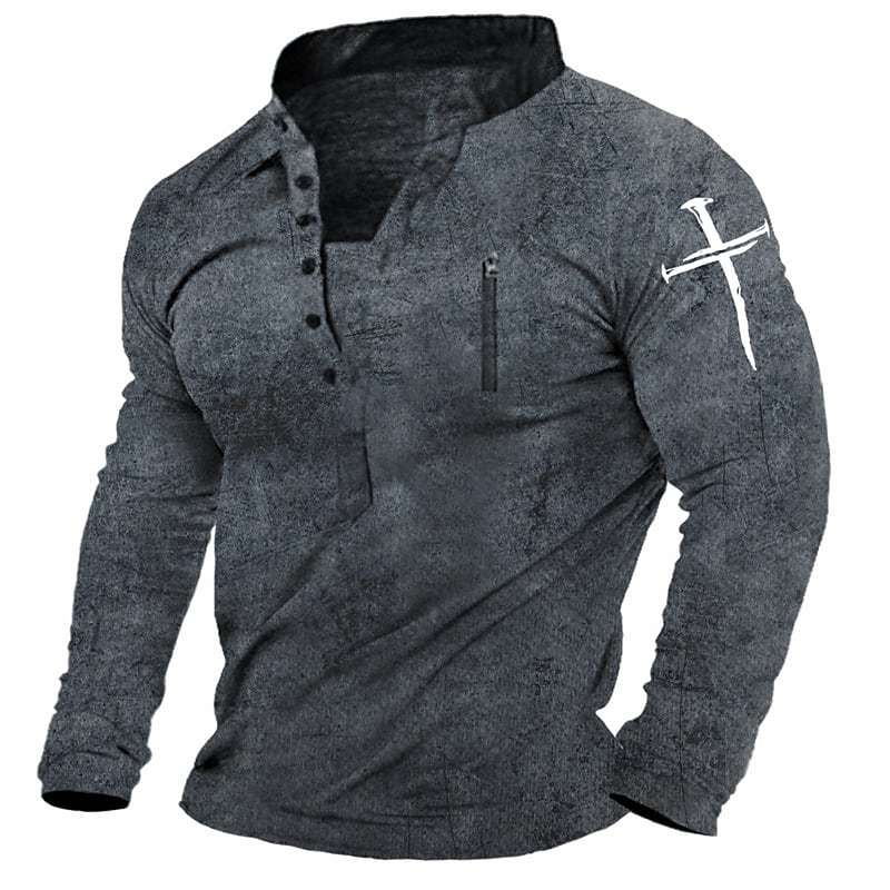 BLACKRISS™Men's Unisex Sweatshirt Pullover Graphic Prints Cross Zipper Print Cas-Blackriss