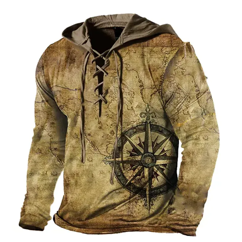 BLACKRISS™Men's Unisex Pullover Hoodie Sweatshirt Hooded Graphic Prints Lace up-Blackriss