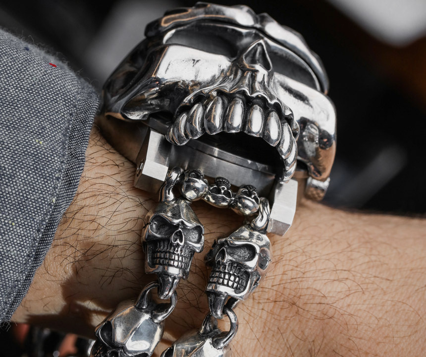 BLACKRISS™Men's Raging Skull Watch--Openable sterling silver skull cap-Blackriss