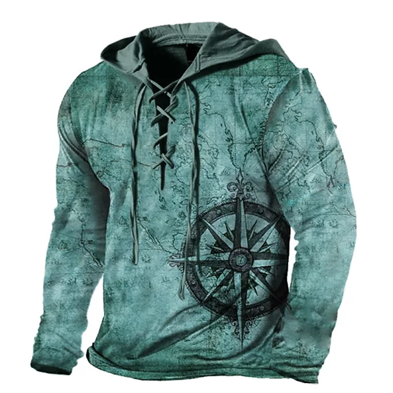 BLACKRISS™Men's Unisex Pullover Hoodie Sweatshirt Hooded Graphic Prints Lace up-Blackriss