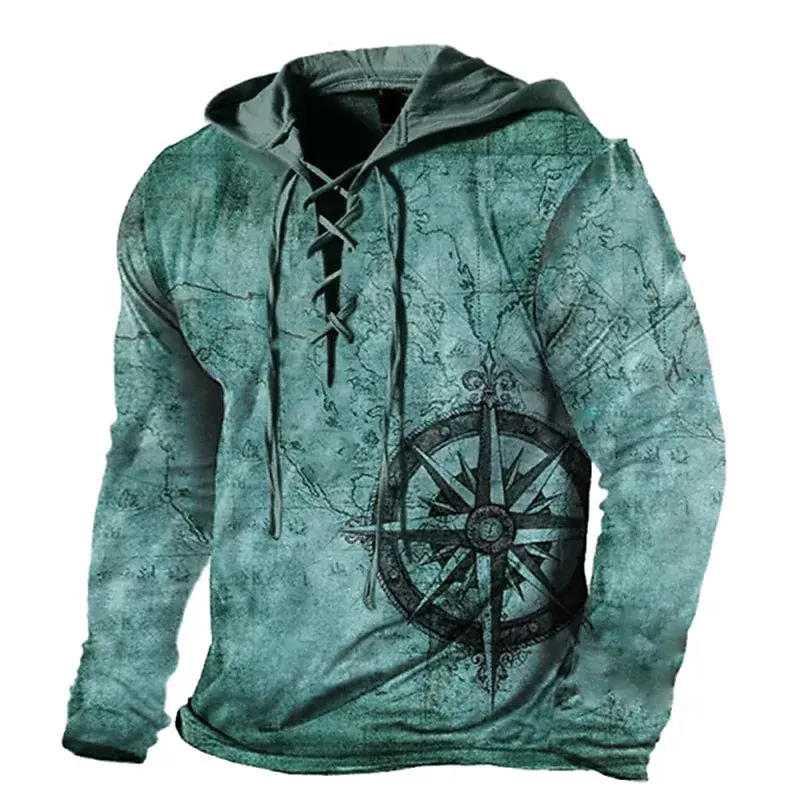 BLACKRISS™Men's Unisex Pullover Hoodie Sweatshirt Hooded Graphic Prints Lace up-Blackriss