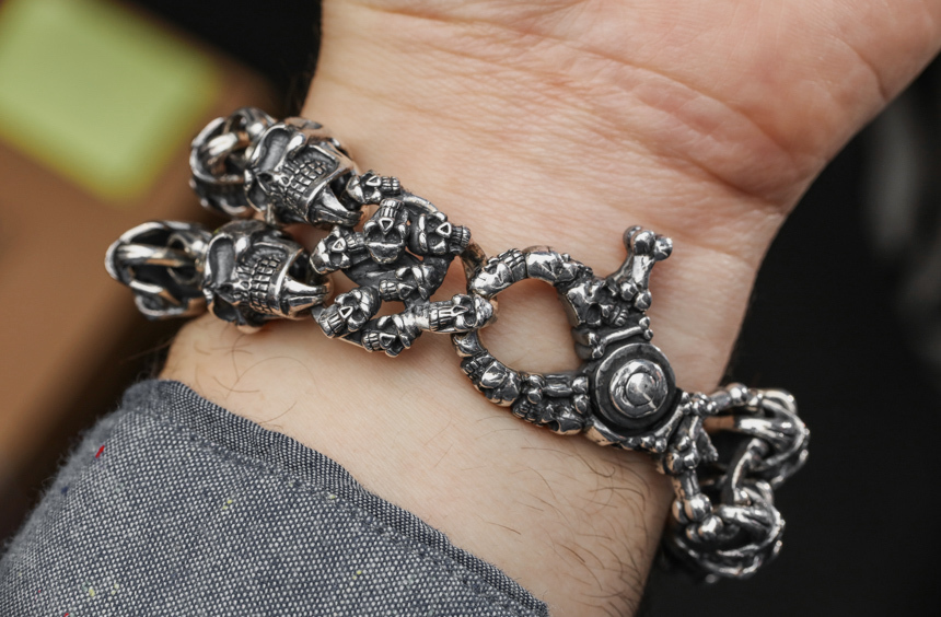 BLACKRISS™Men's Raging Skull Watch--Openable sterling silver skull cap-Blackriss