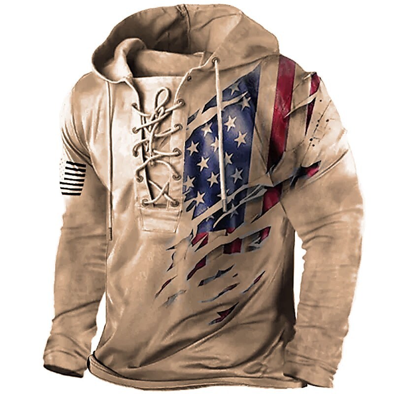 BLACKRISS™Men's Unisex Pullover Hoodie Sweatshirt Hooded Graphic Prints National-Blackriss