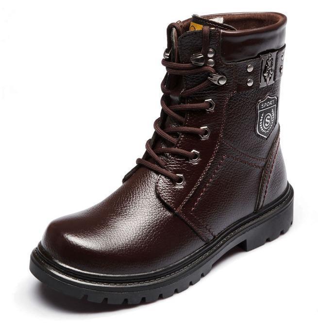 BLACKRISS™Men's Iron Buckle Strap Lace Up Martin Boots-Blackriss