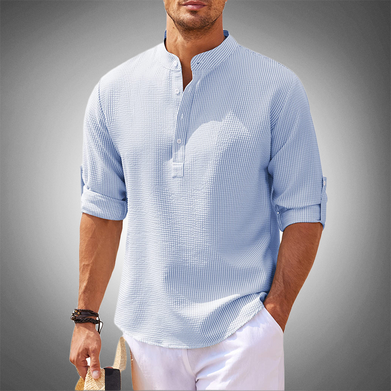 Charleston Contemporary Henley Shirt-Blackriss