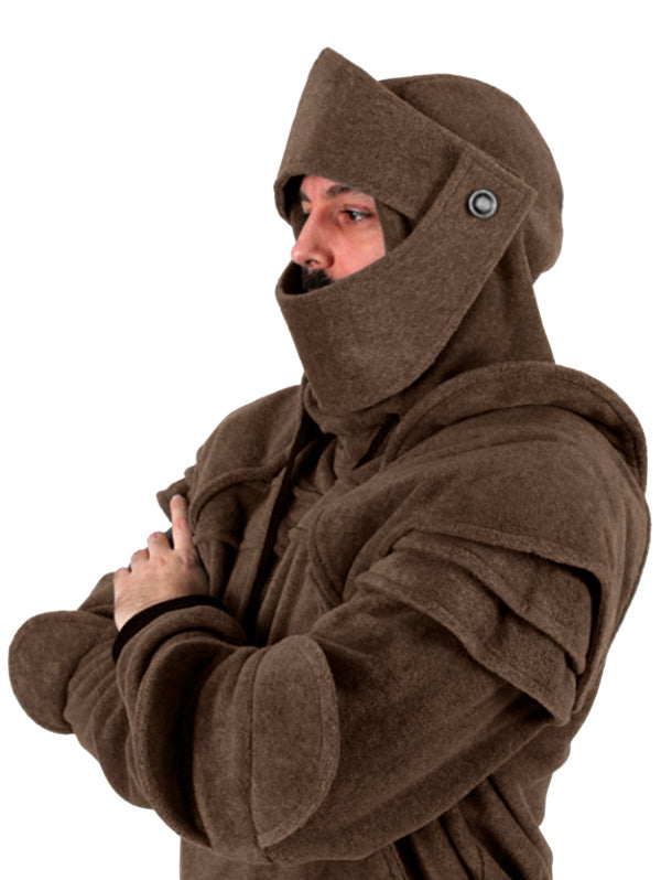 BLACKRISS™Solid Color Retro Elbows Drawstring Hoodie for Men-Blackriss