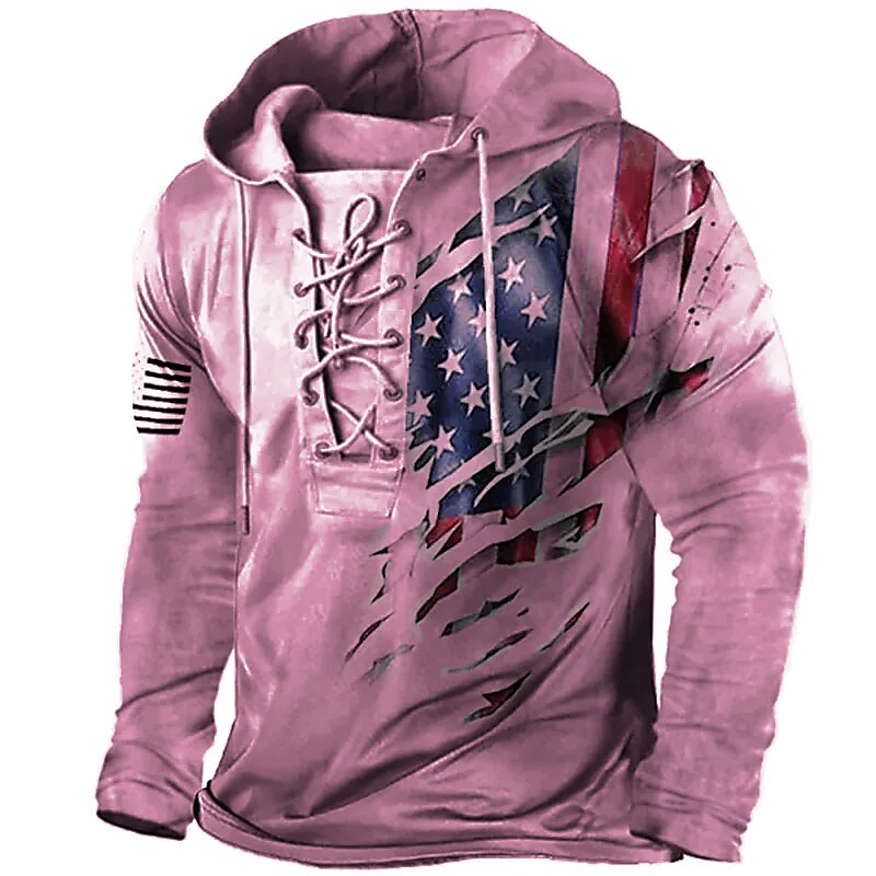 BLACKRISS™Men's Unisex Pullover Hoodie Sweatshirt Hooded Graphic Prints National-Blackriss
