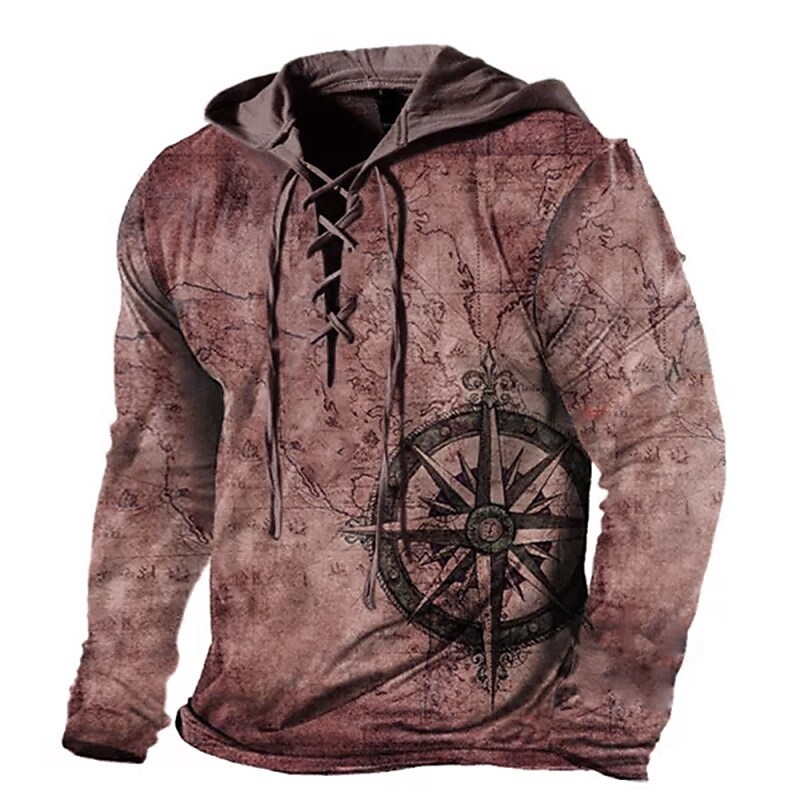 BLACKRISS™Men's Unisex Pullover Hoodie Sweatshirt Hooded Graphic Prints Lace up-Blackriss