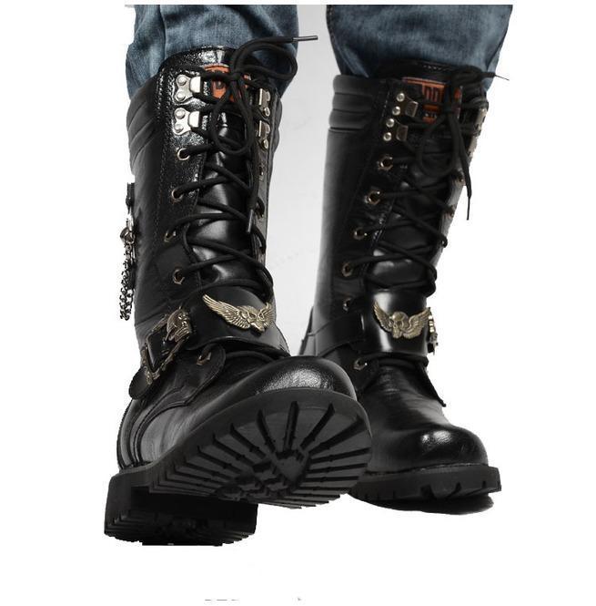 BLACKRISS™Men's Premium Black Riptide Galloper Boots Motorcycle Boots-Blackriss