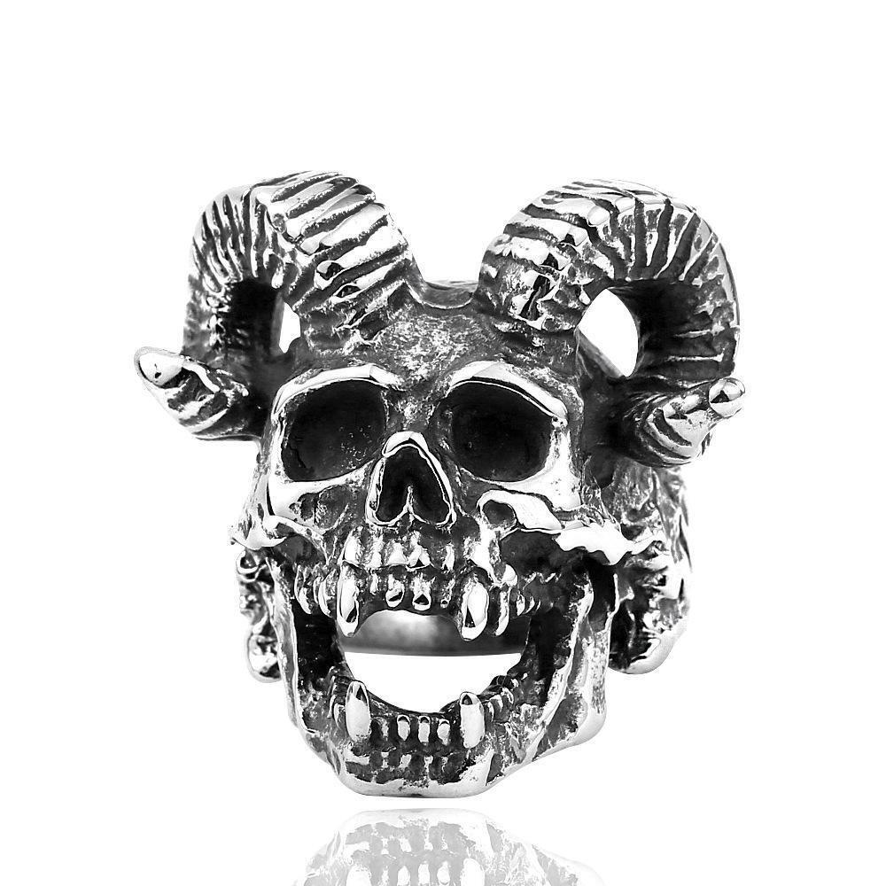 BLACKRISS™Satan Sheep Head Skull Ring-Blackriss