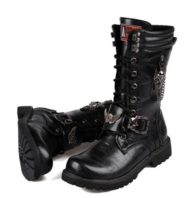 BLACKRISS™Men's Premium Black Riptide Galloper Boots Motorcycle Boots-Blackriss