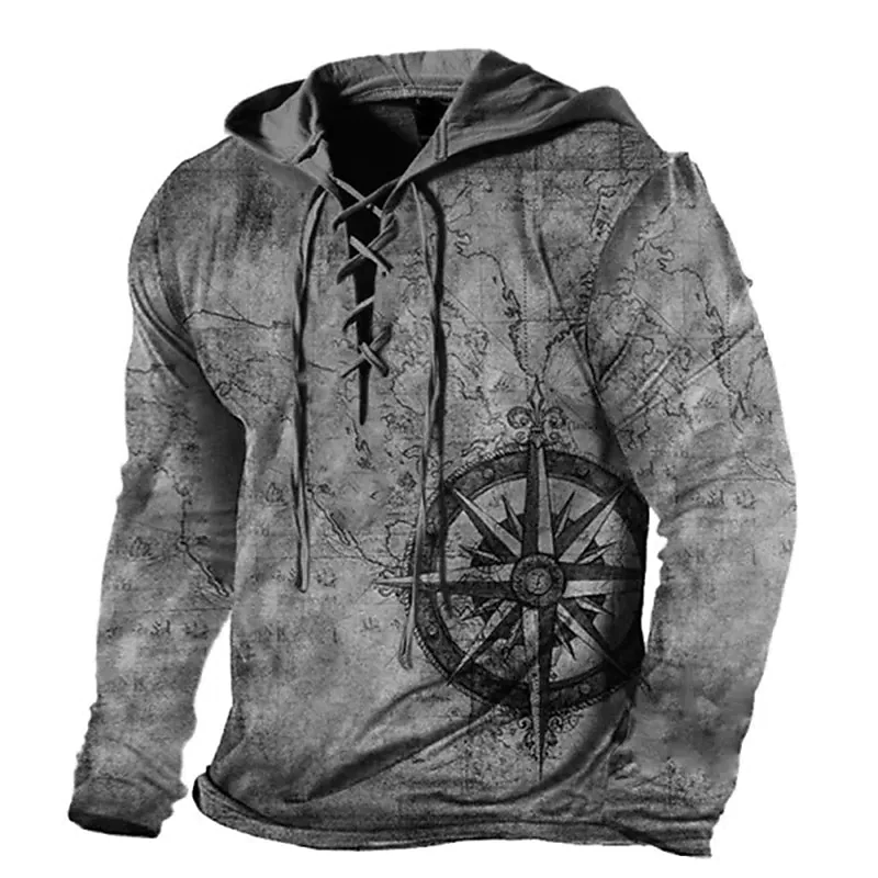 BLACKRISS™Men's Unisex Pullover Hoodie Sweatshirt Hooded Graphic Prints Lace up-Blackriss