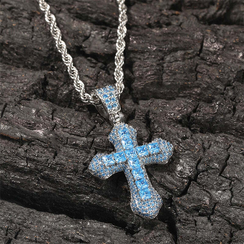 BLACKRISS™Iced Sky Blue Cross Pendant-Blackriss
