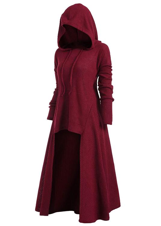 BLACKRISS™Hooded High Low Drop Shoulder Longline Sweater for woman-Blackriss