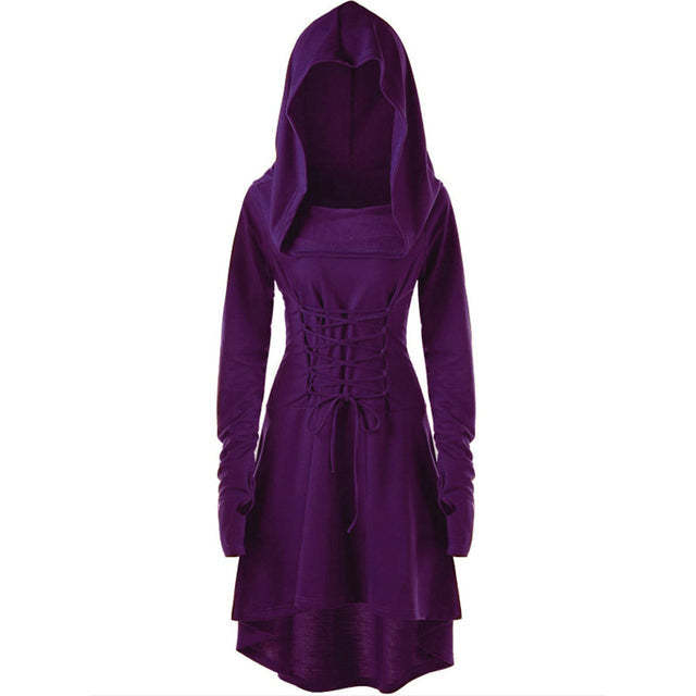 BLACKRISS™Gothic Punk Black Hooded Dresses for Women-Blackriss