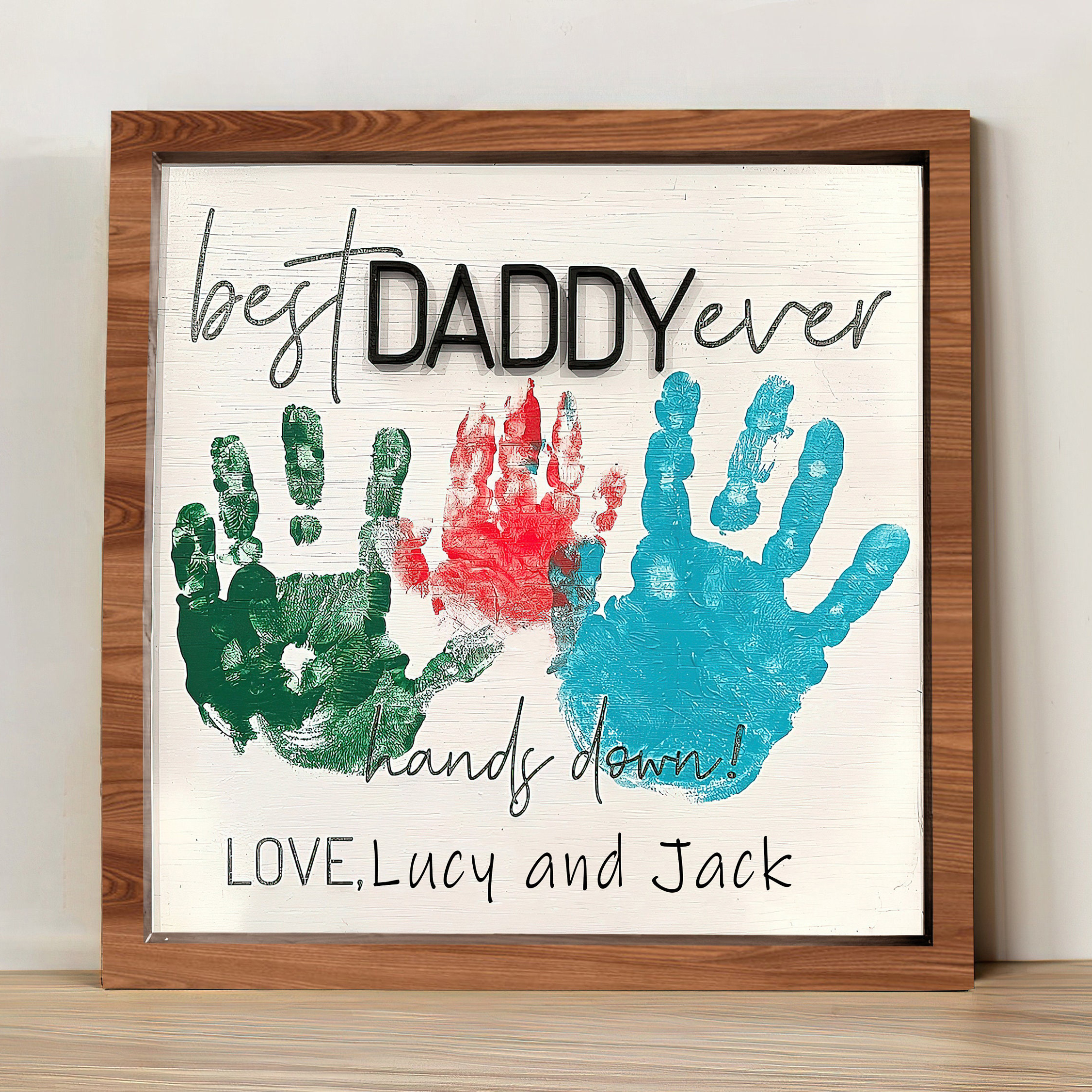 Personalized Name Sign, DIY Handprint Art, Gifts for Dad