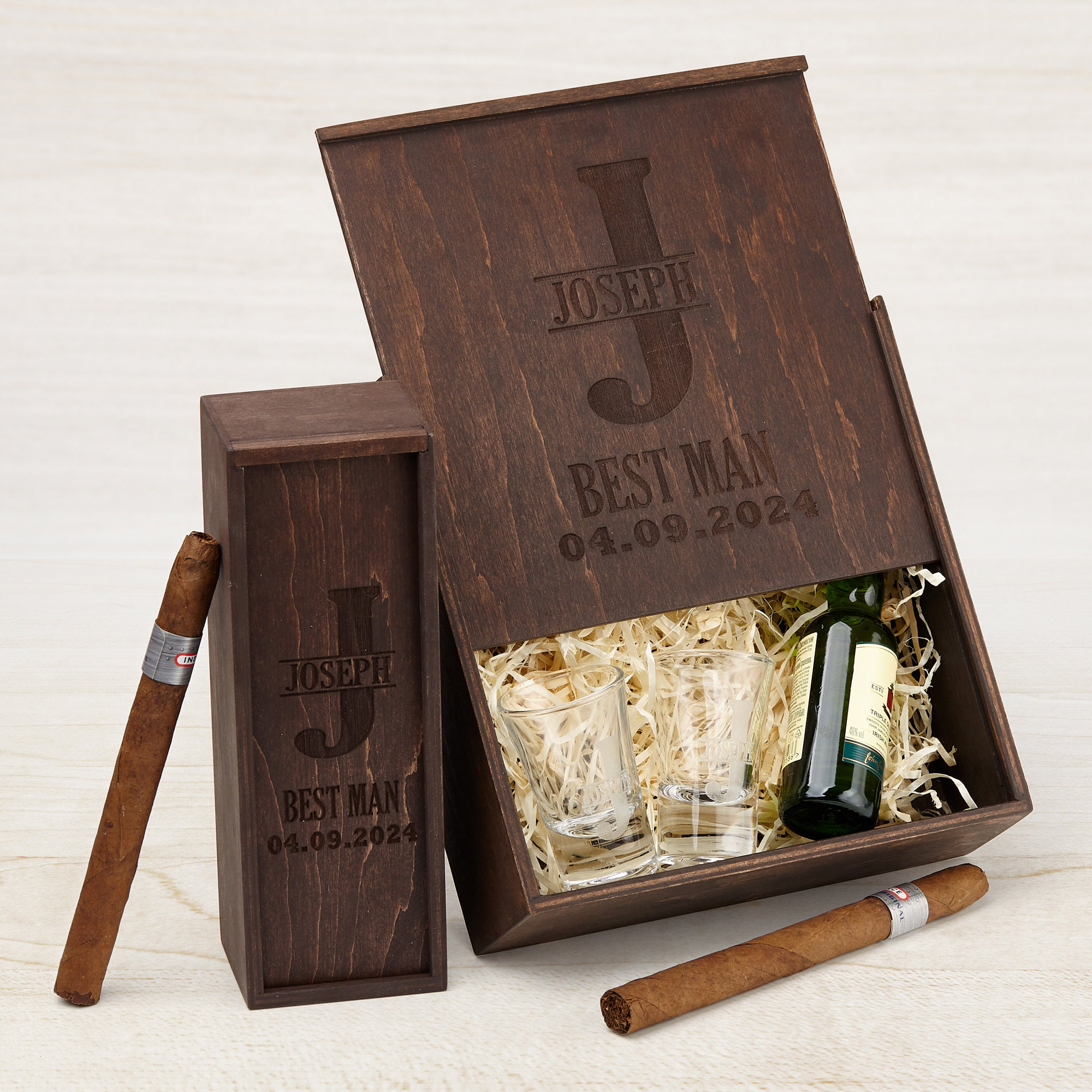 Wooden box for groomsmen gift, Cigar gift box, Keepsake box