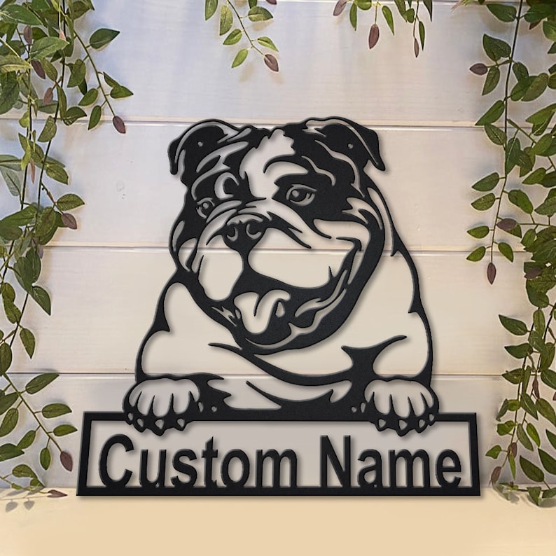 Personalized English Bulldog Metal Sign Art