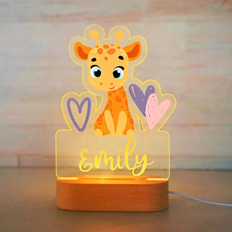Giraffe Night Light - Personalized Name Night Lights for Kids