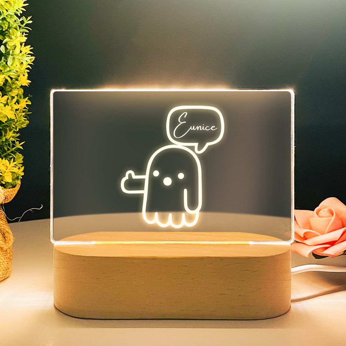Cute Ghost Custom Name Night Light