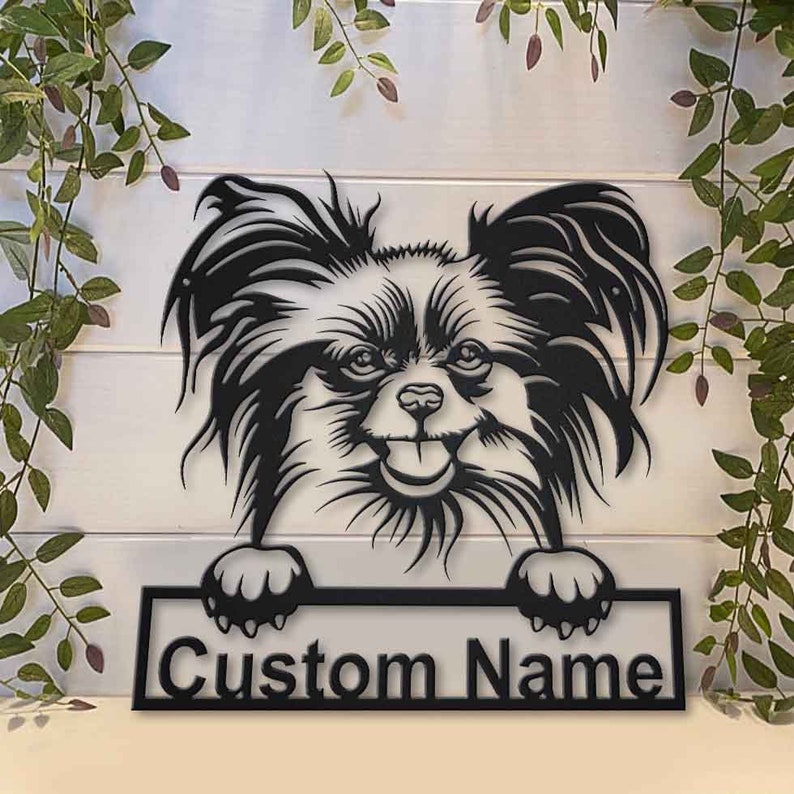 Personalized Papillon Dog Metal Sign Art