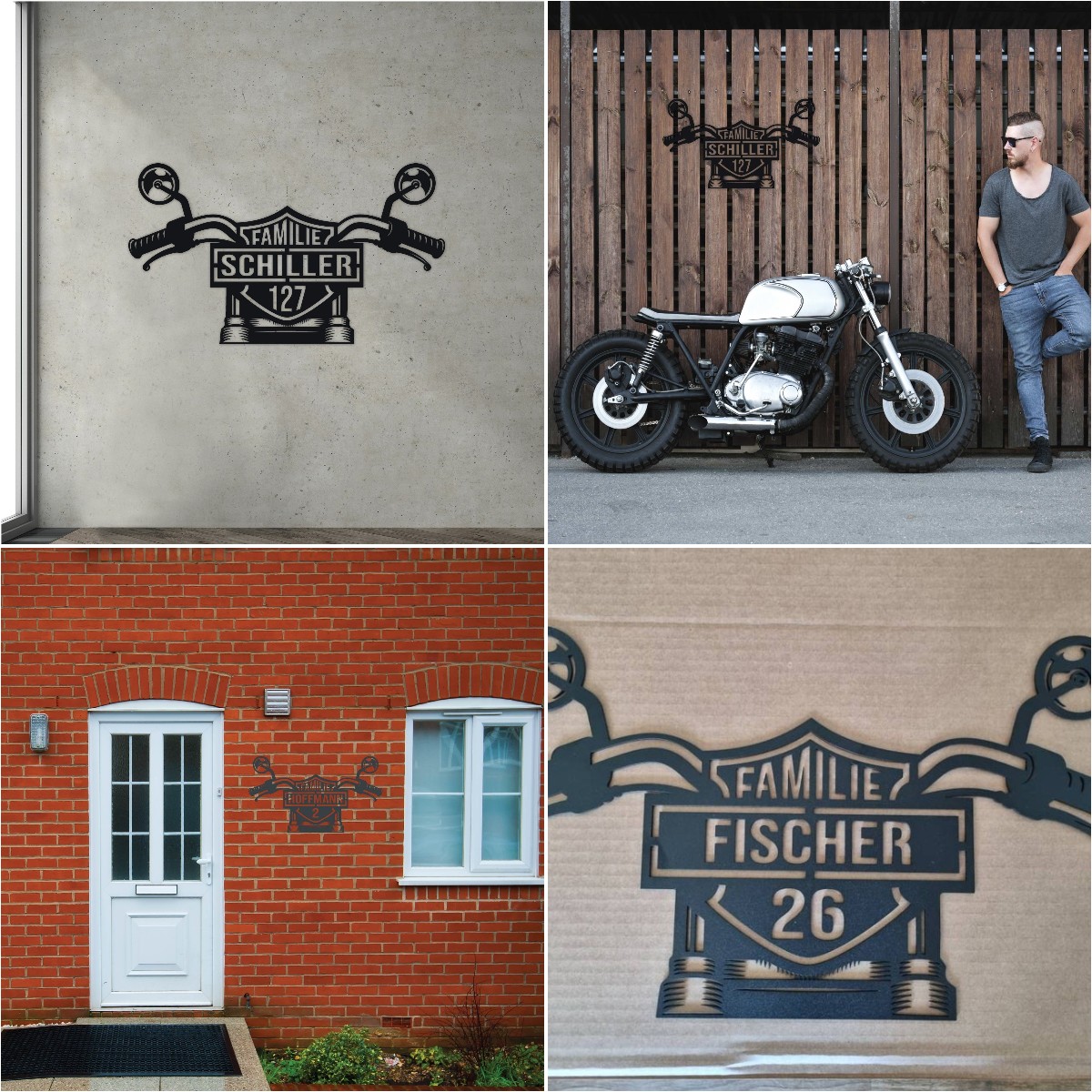 Custom Biker Harley Wall Sign with House Number and Name