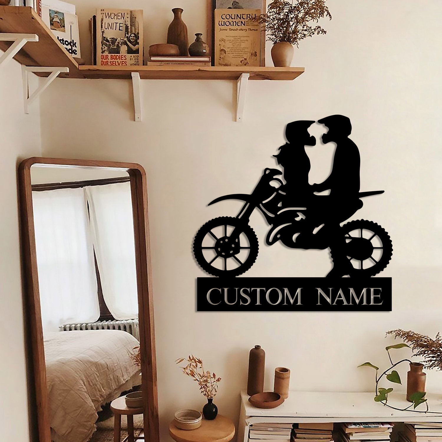 Custom Couple Motorcycle Metal Wall Art