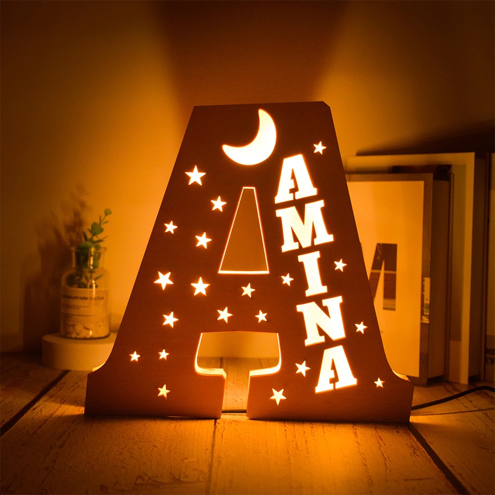 Personalized Moon Stars Name Night Light Up Letter