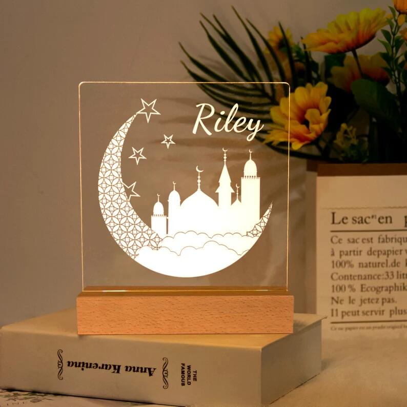 Moon Ship Night Light - Personalized Name Night Lights for Kids