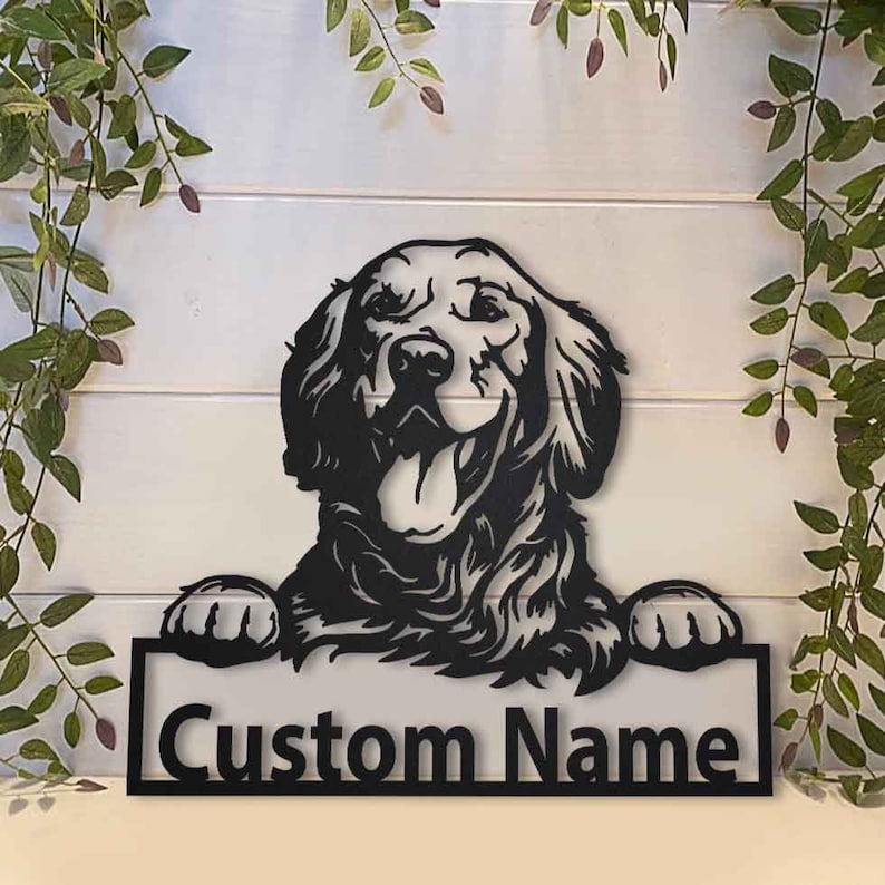 Personalized Golden Retriever Dog Metal Sign Art