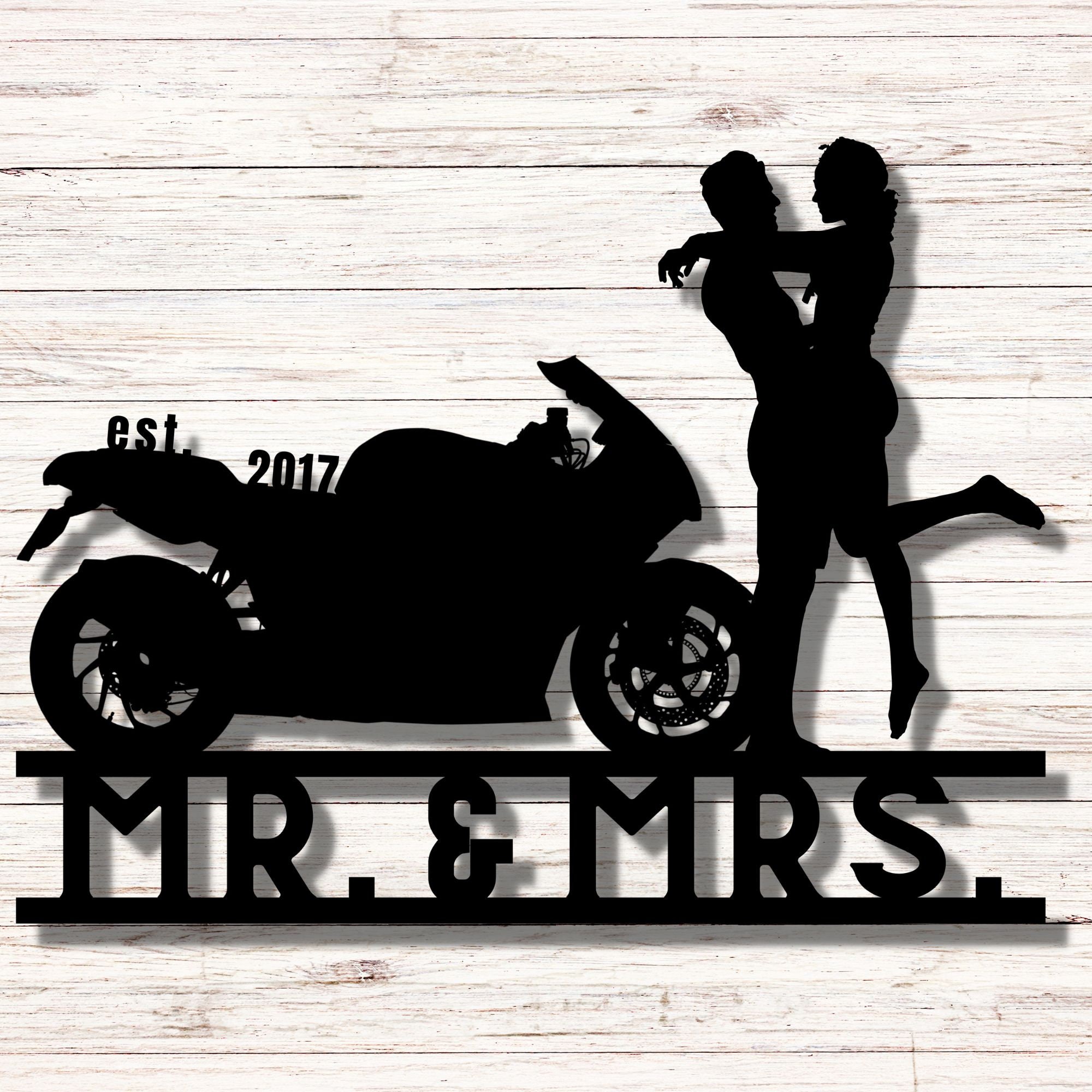 Personalized Couple Wedding Gifts for Biker Metal Sign