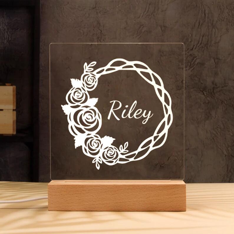 Wreath Night Light - Personalized Name Night Lights for Kids