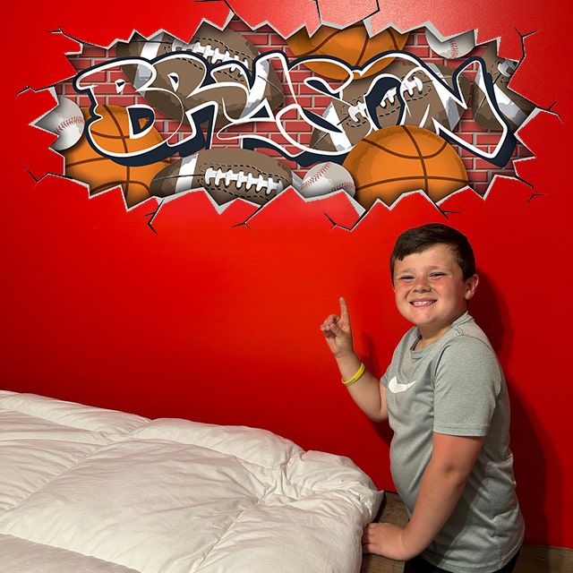 Sports Graffiti Personalized Name Wall Sticker 🏀Personalized Boys Room Decor