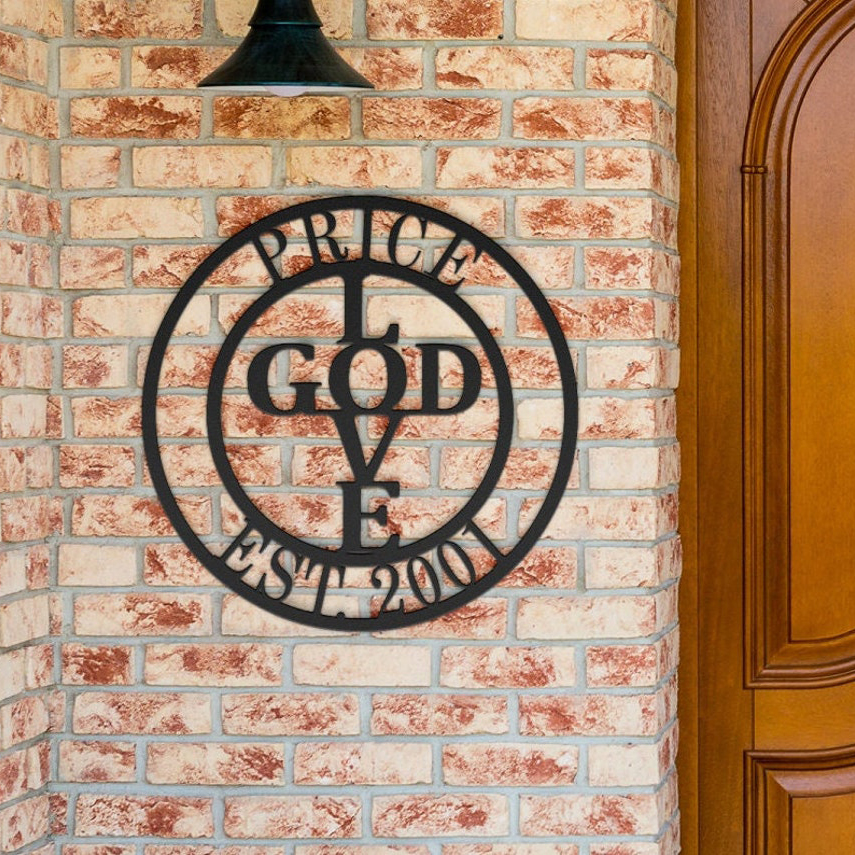 Personalized address plate with cross and dove metal door number