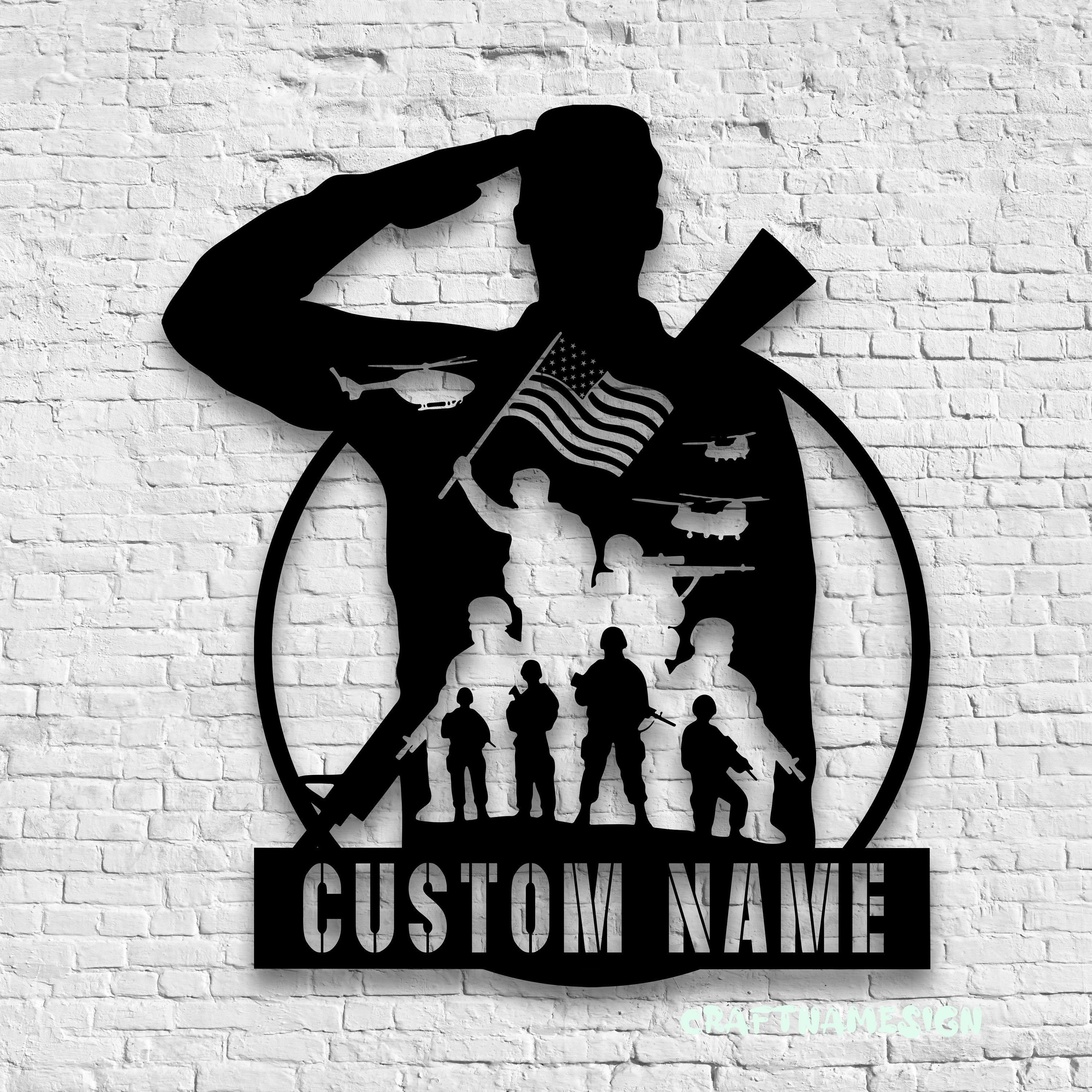 Personalized US Soldier Military Metal Sign