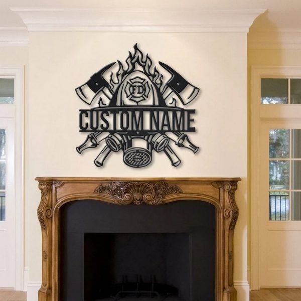 Personalized Firefighter Helmet Metal Sign Fire Department Decor Gift for Fireman
