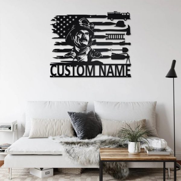 Fireman Personalized US Firefighter Metal Sign