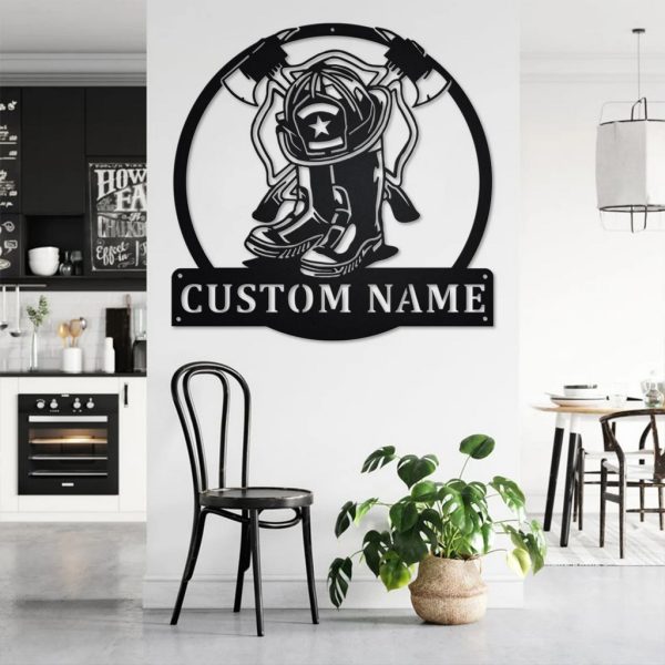 Personalized Firefighter Gear Metal Sign