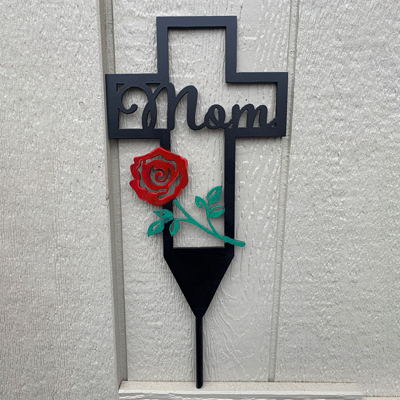 💐Metal Memorial Cross Garden Stake Graveyard Decoration