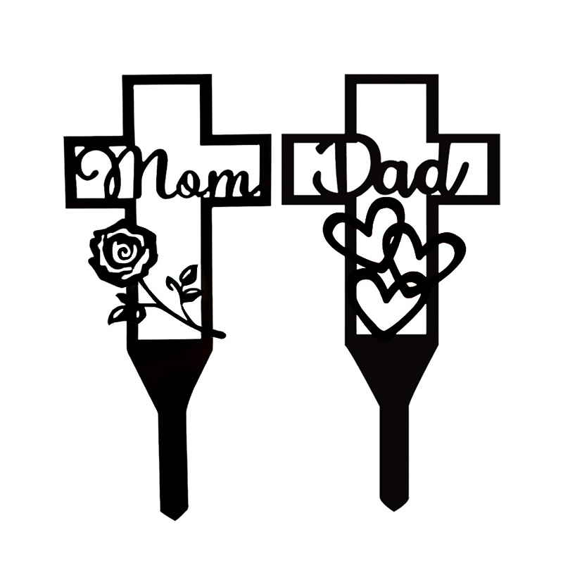 💐Metal Memorial Cross Garden Stake Graveyard Decoration