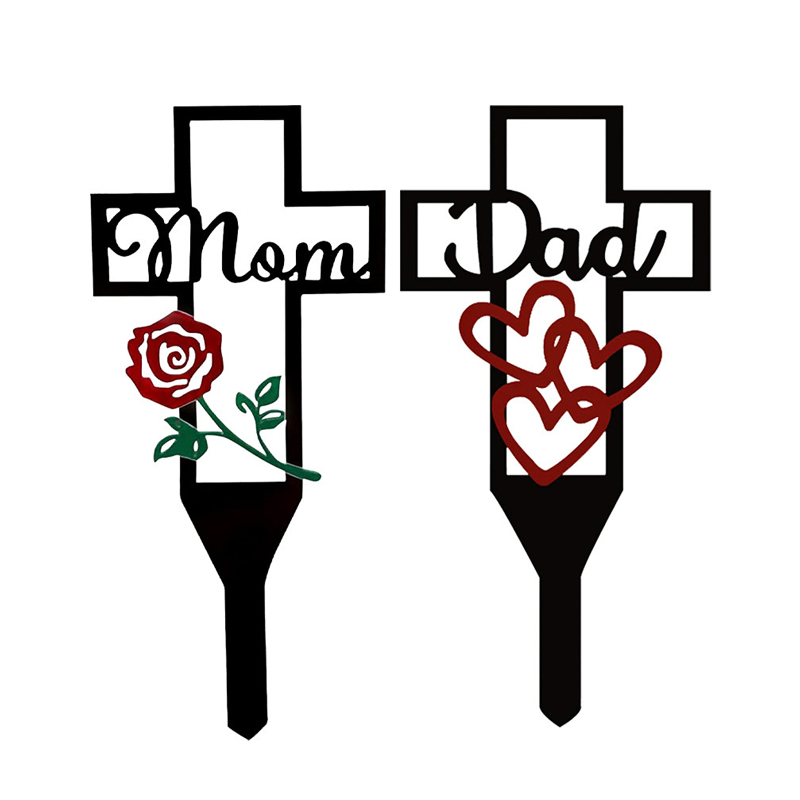 💐Metal Memorial Cross Garden Stake Graveyard Decoration