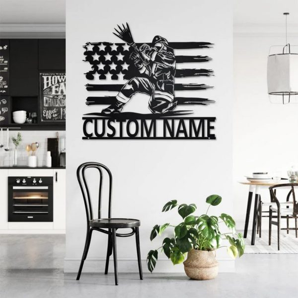 Personalized US Fire Fighter Metal Sign Custom Name Fireman Gift for Dad