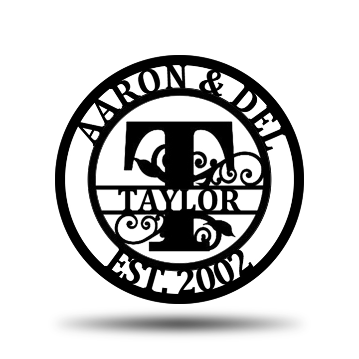 Personalized Wedding Anniversary Family Name Monogram Metal Sign